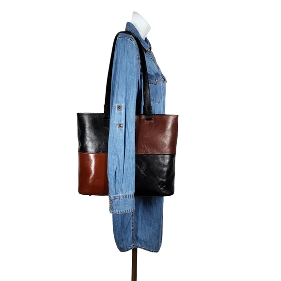 PATRICIA NASH LEATHER COLORBLOCK BRADEN TOTE